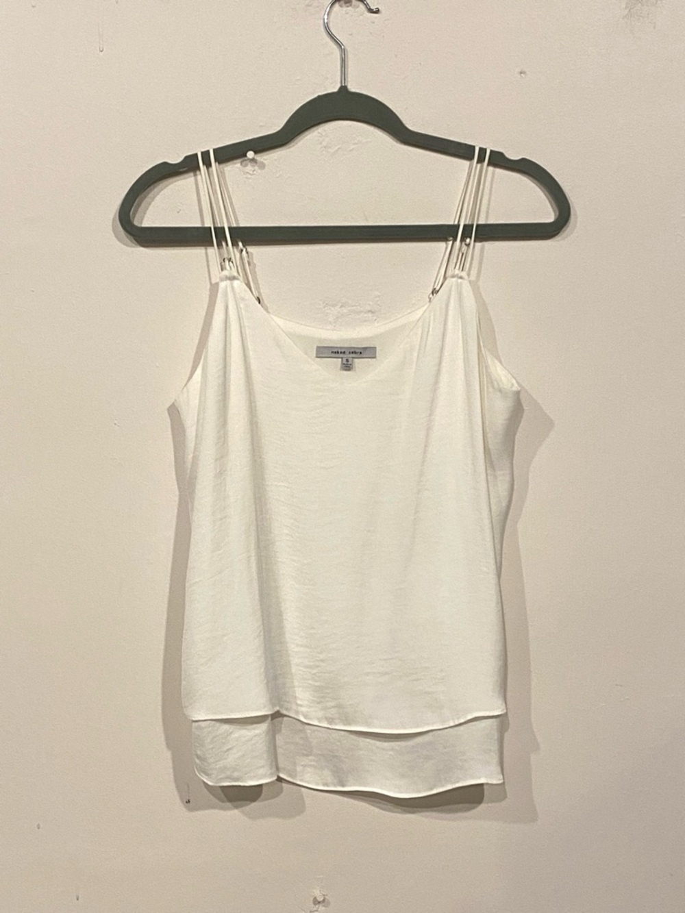 Naked Zebra White Double-Layer Spaghetti Strap Cami